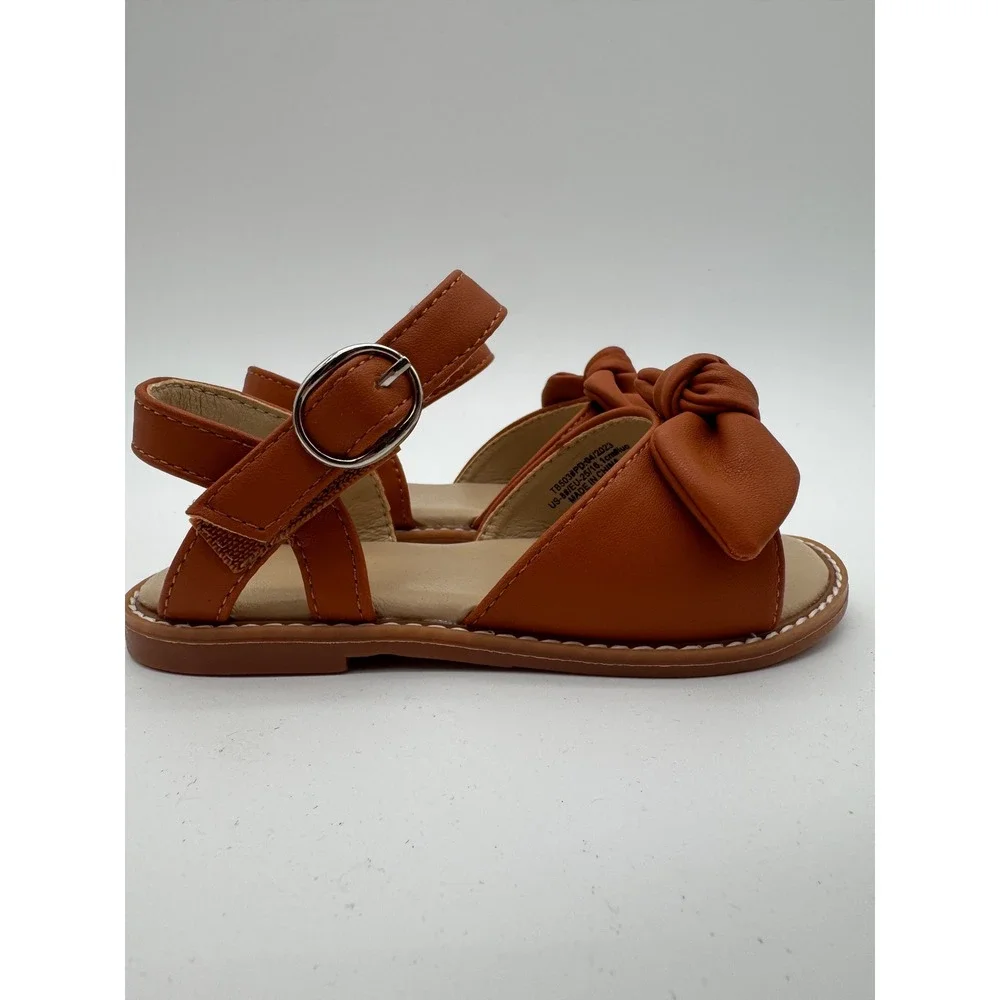Girls‎ Sandals US 8 Brown Bow Strap Dress Casual Toddler Shoes